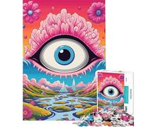 Puzzle de 1000 pièces pour Adultes Affiche psychédélique d'œil sous LSD défi à relever activités familiales Jeux éducatifs pour Les 14 Ans et Plus (38x52cm)