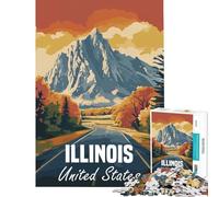 Puzzle de 1000 pièces pour Adultes Affiche Route de Montagne de l'Illinois Décoration Murale Cadeau d'anniversaire Jeu Stimulant (38x26cm)