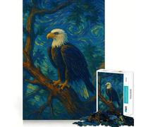 Puzzle de 1000 pièces pour Adultes Aigle à tête Blanche perché sur Une Branche Peinture Découpe précise Jeu de réflexion Artistique Loisirs créatifs Cadeau d'anniversaire Amusant (38x52cm)