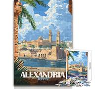 Puzzle de 1000 pièces pour Adultes - Alexandrie, Égypte - Affiche de Voyage - Jeu éducatif - Activités familiales - Cadeau de Noël Secret - Dimensions : 50x75cm