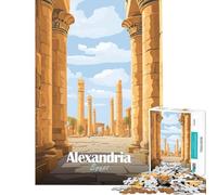 Puzzle de 1000 pièces pour Adultes Alexandrie Égypte Affiche Défi intellectuel Jouet addictif Jeu Amusant Activités familiales Cadeau de Père Noël Secret (Dimensions 38x26cm)