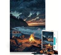 Puzzle de 1000 pièces pour Adultes Ambiance Plage et soirées Autour du feu de Camp Jeu de réflexion Cadeau Gratuit Cadeau d'anniversaire (38x26cm)