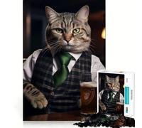 Puzzle de 1000 pièces pour Adultes American Shorthair Cat Pub,Jeu de Concentration mentale,activité de découpage de Haute précision,activité de Partage et de complicité pour Les Proches (38x52cm)