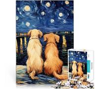 Puzzle de 1000 pièces pour Adultes Amour du Golden Retriever Jouet éducatif intellectuel décompressant Cadeau Amusant 38x26cm