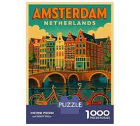 Puzzle De 1000 Pièces Pour Adultes Amsterdam Netherlands Travel Puzzles Pour Adolescents, Passe-temps Idéal Pour Les Vacances À La Maison, Jeu Éducatif Et Stimulant À Compléter En Famille 70x50cm/1000