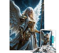 Puzzle de 1000 pièces pour Adultes Ange Guerrier ailé en Armure dorée Puzzle Anti-Stress Idéal comme Cadeau (Dimensions 38x26cm)