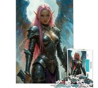 Puzzle de 1000 pièces pour Adultes Ange guerrière aux Cheveux Roses Jeu Difficile et Stimulant Cadeau Anti-Stress pour Femmes À partir de 14 Ans 38x26cm