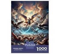Puzzle De 1000 Pièces pour Adultes Angels Vs Demons Epic Battle in Heaven Puzzle Anti-Stress, Difficile, Cadeau Unique pour Un Anniversaire Ou Noël 38x26cm/1000pcs