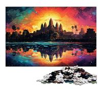 Puzzle de 1000 pièces pour adultes Angkor Wat coloré au Cambodge puzzle pour enfants puzzle en bois jeu éducatif pour adultes 1000 pièces (75x50 cm)