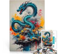 Puzzle de 1000 pièces pour Adultes Animal Dragon Aquarelle Jeu Familial Anti-Stress Défi Difficile Cadeau Amusant 50x70cm