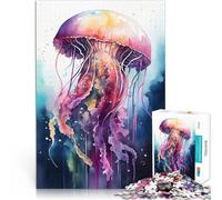 Puzzle de 1000 pièces pour Adultes Aquarelle de méduses Jouet éducatif d'apprentissage Convient pour la décoration de Bureau 38x26cm
