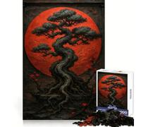 Puzzle de 1000 pièces pour Adultes Arbre bonsaï avec Lune Rouge en arrière-Plan Idéal pour se détendre, créer et se Relaxer Finitions impeccables Surprise de Noël (50x75cm)