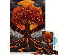Puzzle de 1000 pièces pour Adultes Arbre de Vie sous la Pleine Lune Jeu de logique et d'assemblage précis Idée Cadeau d'anniversaire Amusante (38x52cm)
