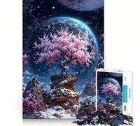 Puzzle de 1000 pièces pour Adultes Arbre en Fleurs de Cerisier sur Une planète Extraterrestre Découpe précise Jeu créatif et Relaxant Cadeau apaisant pour Noël (50x75cm)