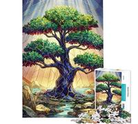 Puzzle de 1000 pièces pour Adultes Arbre Royal en vitrail Jeu de réflexion et de détente Idéal pour Les Parents et Les Enfants (Dimensions 50x75cm)