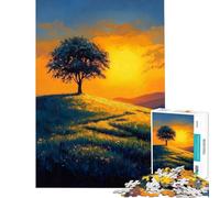 Puzzle de 1000 pièces pour Adultes Arbre Solitaire au Coucher du Soleil Difficile et Stimulant Une œuvre d'art Jeu éducatif Convient aux Personnes de 14 Ans et Plus (38x52cm)