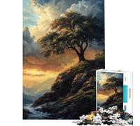 Puzzle de 1000 pièces pour Adultes Arbre Solitaire sur Une Falaise Activités Amusantes à la Maison Cadeau pour Femmes Jeu Familial à partir de 14 Ans (38x26cm)