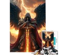 Puzzle de 1000 pièces pour Adultes Archange ailé à l'épée de feu Un défi à relever pour Passer Le Temps Pendant Les Vacances Jeu Pratique à partir de 14 Ans (38x52cm)