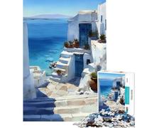 Puzzle de 1000 pièces pour Adultes Architecture et paysages Marins des îles grecques Jeu éducatif et Pratique Idée Cadeau (Dimensions 50x75cm)