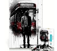 Puzzle de 1000 pièces pour Adultes Arrêt de Bus pour Les apparitions Jeu cognitif aux Bords Fins Jouet Relaxant Décoration Murale de Noël (38x26cm)