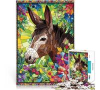 Puzzle de 1000 pièces pour Adultes Art de la mosaïque de l'âne Compétition de Vitesse Manuelle Idées Cadeaux 38x26cm