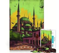 Puzzle de 1000 pièces pour Adultes Art de Propagande Turque Pièces aux Contours Nets Jeu de réflexion et de Calme Scène de Noël (38x52cm)