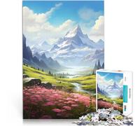 Puzzle de 1000 pièces pour Adultes “ Art des Montagnes d'été” Fait de Papier,Convient aux 14 Ans et Plus Jeux Amusants en Famille Améliorer l'amour Entre Les Couples。Taille:38x52cm/14.9x20.4pouce
