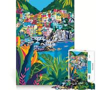 Puzzle de 1000 pièces pour Adultes,Art Minimaliste Italien,côte des Cinque Terre,Assemblage Lisse,Jeu de logique Amusant,Jeu Occasionnel,scène de Noël (38x52cm)