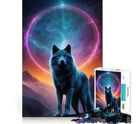 Puzzle de 1000 pièces pour Adultes Astral Wolf,décor découpé soigné,Jeu cognitif,Divertissement pour Les Moments de détente,Cadeau d'anniversaire Artistique (38x52cm)
