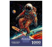 Puzzle De 1000 Pièces pour Adultes Astronaut Playing SKT Puzzle pour Adultes Jeu De Réflexion Jeu De Détente pour Passer Le Temps Interaction Parent-Enfant 52x38cm/1000pcs