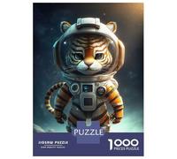 Puzzle De 1000 Pièces pour Adultes Astronaut Space Tiger Puzzle Anti-Stress, Difficile, Cadeau Unique pour Un Anniversaire Ou Noël 70x50cm/1000pcs