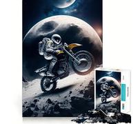 Puzzle de 1000 pièces pour Adultes Astronaute à Moto Ajustement Parfait Défi cérébral Artistique Jeu Amusant et Relaxant Cadeau d'anniversaire pour l'esprit (38x26cm)