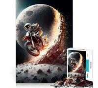 Puzzle de 1000 pièces pour Adultes Astronaute à Moto Découpe précise Jeu de réflexion et de détente Cadeau d'anniversaire Amusant (50x75cm)