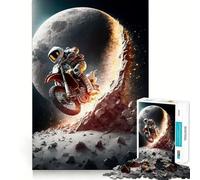 Puzzle de 1000 pièces pour Adultes Astronaute à Moto Jeu de réflexion et de détente pour Un Anniversaire (38x26cm)
