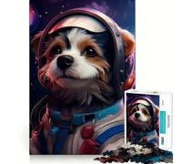 Puzzle de 1000 pièces pour Adultes Astronaute,Chien de l'espace Ajustement Parfait Défi cérébral Artistique Jeu Amusant et réparateur Cadeau d'anniversaire idéal (50x75cm)