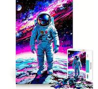 Puzzle de 1000 pièces pour Adultes Astronaute dans l'espace avec nébuleuse colorée Découpe soignée Jeu Amusant et Relaxant pour Un Anniversaire ou Un Loisir (38x26cm)
