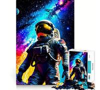 Puzzle de 1000 pièces pour Adultes Astronaute dans l'espace avec nébuleuse colorée Jeu de réflexion et de détente Cadeau d'anniversaire idéal (38x52cm)
