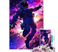 Puzzle de 1000 pièces pour Adultes Astronaute dans l'espace avec nébuleuse colorée Jeu Familial idéal pour s'amuser en Famille pour Un Anniversaire ou Noël (Dimensions 38x52cm)