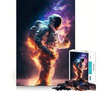 Puzzle de 1000 pièces pour Adultes Astronaute dans l'espace et Flammes Découpe précise Jeu de réflexion et de Loisirs Cadeau d'anniversaire Artistique (38x26cm)