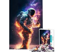 Puzzle de 1000 pièces pour Adultes Astronaute dans l'espace et Flammes Jeu Impossible Jeu éducatif défi Jouet Amusant Cadeau pour améliorer la mémoire (Dimensions 38x26cm)