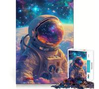 Puzzle de 1000 pièces pour Adultes Astronaute dans l'espace Jeu aux Bords Nets Stimulation Cognitive Jeu de Relaxation Cadeau Festif et Amusant (38x26cm)