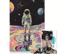 Puzzle de 1000 pièces pour Adultes Astronaute dans l'espace Jeu d'articulation précis Jeu de Concentration Cadeau Amusant et Facile à réaliser Décoration de Noël (38x26cm)