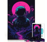 Puzzle de 1000 pièces pour Adultes Astronaute dans l'espace Voyageur Lunaire︰ Neon Dreams Décoration découpée soignée Jeu de réflexion Jeu de Temps Libre Cadeau d'anniversaire Artistique (50x75cm)
