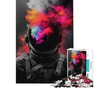 Puzzle de 1000 pièces pour Adultes Astronaute dans Un Nuage de fumée colorée Décoration intérieure Cadeau pour Femmes Amis et Famille (38x52cm)