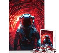 Puzzle de 1000 pièces pour Adultes Astronaute dans Un Tunnel Rouge Décoration intérieure Jouet Cadeau d'anniversaire Jeu Impossible Chaque pièce est Unique Dimensions 38x52cm