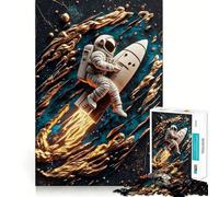 Puzzle de 1000 pièces pour Adultes Astronaute dans Une fusée Jeu de réflexion Amusant et précis pour se détendre et s'amuser Cadeau d'anniversaire (38x52cm)