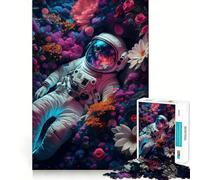 Puzzle de 1000 pièces pour Adultes Astronaute,Fleur,Planète Ajustement Parfait Défi cérébral Artistique Jeu Amusant et réparateur Cadeau d'anniversaire pour l'esprit (38x52cm)