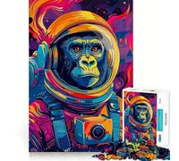 Puzzle de 1000 pièces pour Adultes Astronaute,Gorille,Espace Jeu aux Bords Nets Stimulation Cognitive Jeu de Relaxation Cadeau Festif et Amusant (38x52cm)