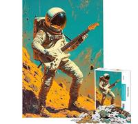 Puzzle de 1000 pièces pour Adultes Astronaute Guitare Musique Défi éducatif Milieu du siècle Une œuvre d'art Jouet Anti-Stress pour Les 14 Ans et Plus (50x75cm)