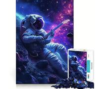 Puzzle de 1000 pièces pour Adultes Astronaute Guitariste dans l'espace Décoration soignée Jeu Amusant et Relaxant pour Un Anniversaire ou Un Loisir (50x75cm)